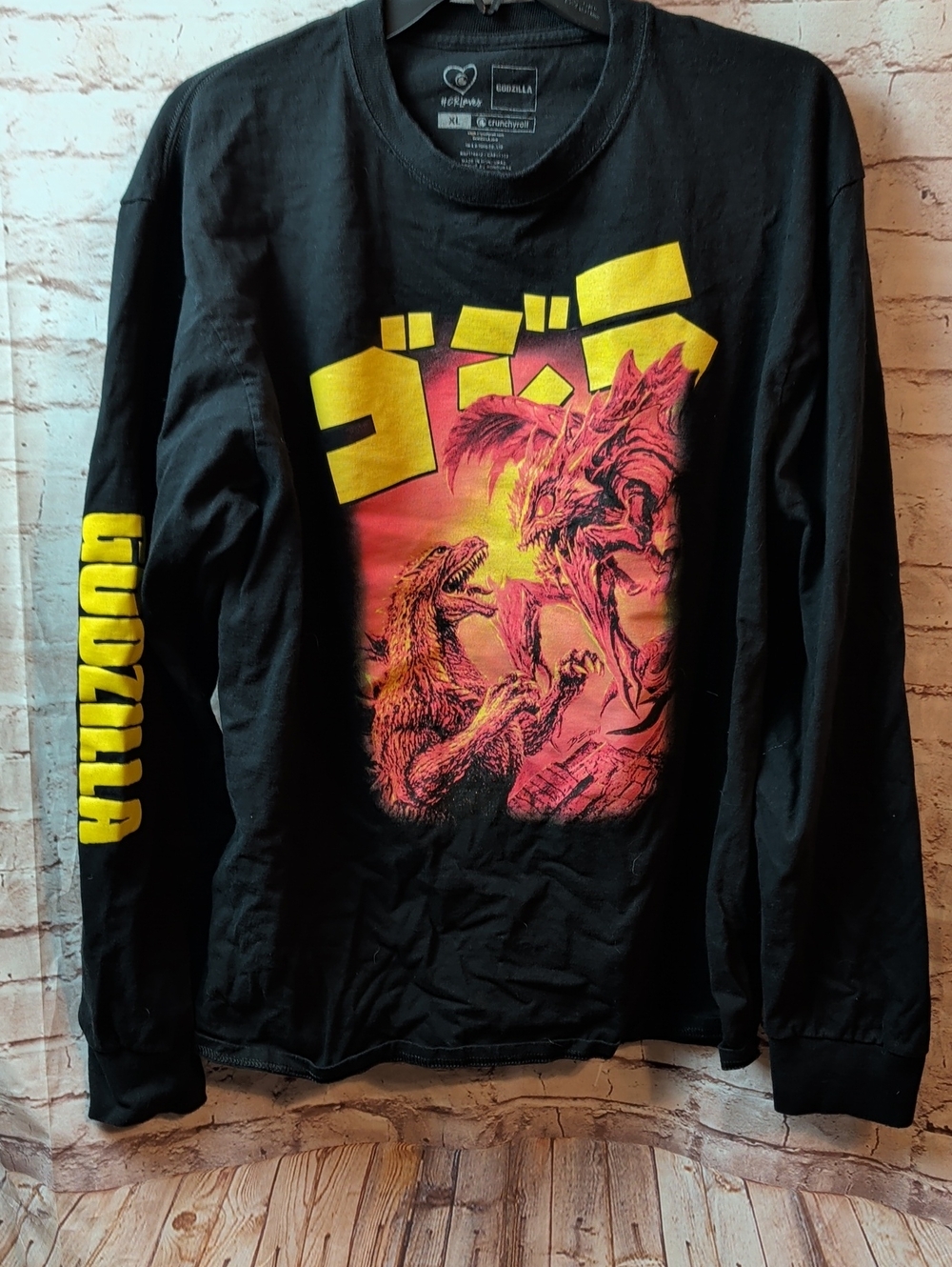 Godzilla Black Graphic Long Sleeve Tee XL Like New
